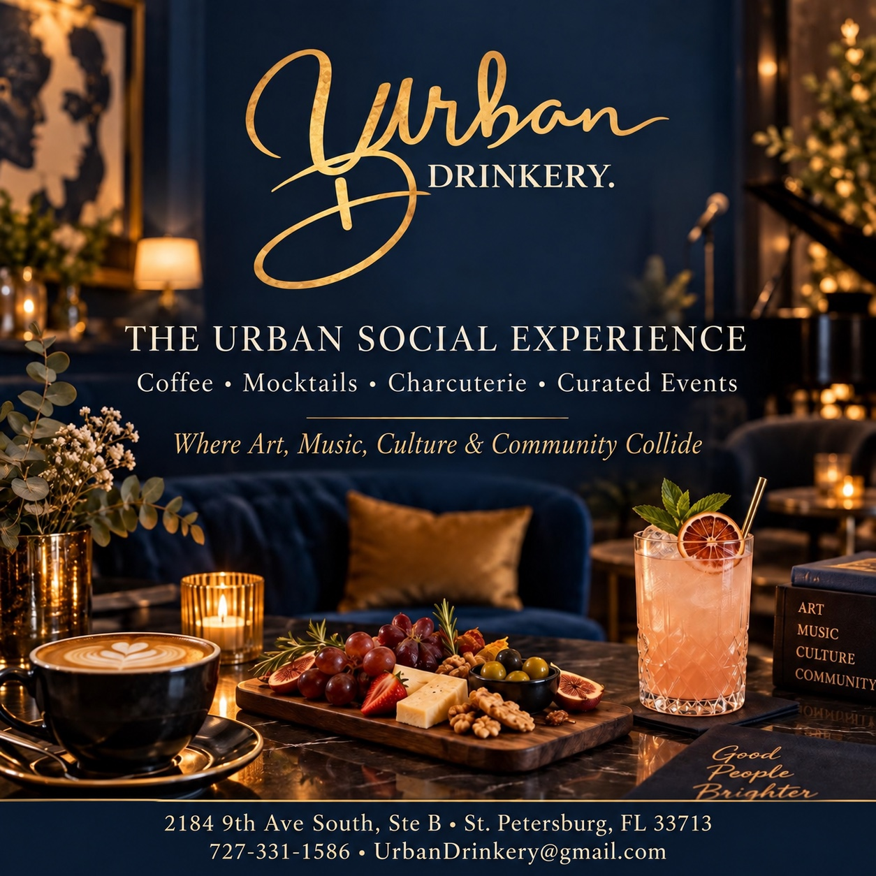 Urban Drinkery social experience with coffee, mocktail, and charcuterie